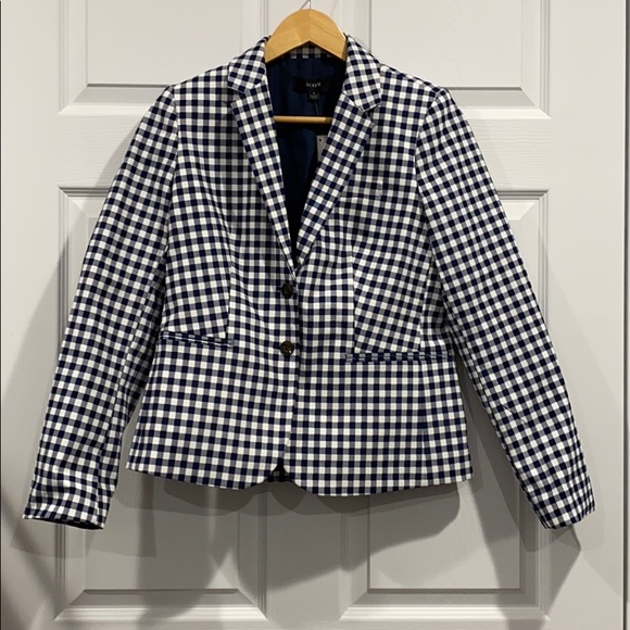 NEW • J. Crew • Schoolboy Gingham Blazer Blue Sm - Picture 5 of 6